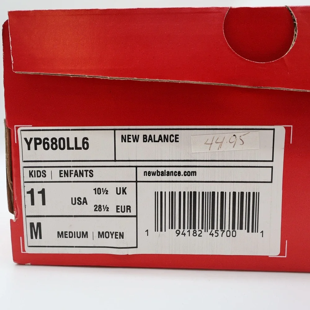 New Balance 680v6 Running Shoes Kids Size 11 Teal Orange Synthetic Mesh Athletic